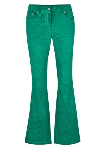 Spodnie bootcut "used look" bonprix zielony miętowy 