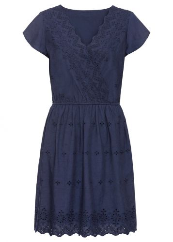 Sukienka z ażurowym haftem bonprix ciemnoniebieski