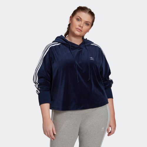 Velour cropped hoodie (plus size)