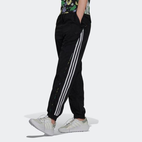 Floral piping woven high-waist track pants