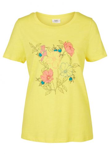 T-shirt z nadrukiem, krótki rękaw bonprix żółty ananas z nadrukiem