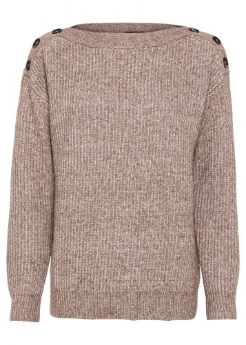 Sweter oversize z guzikami bonprix brązowy melanż