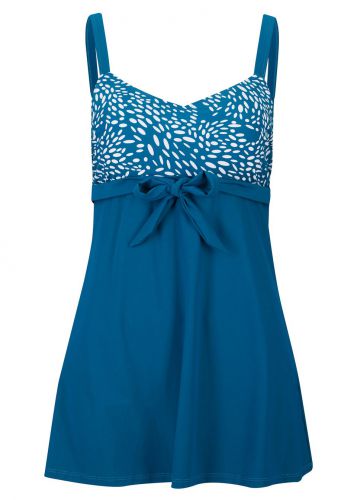 Sukienka kąpielowa shape level 1 bonprix niebieskozielony - biały z nadrukiem