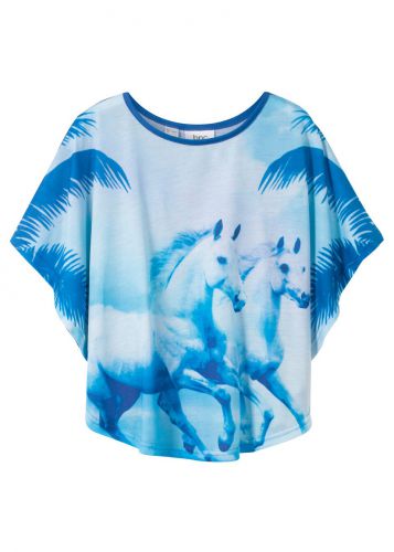 Shirt dziewczęcy plażowy bonprix lodowy niebieski