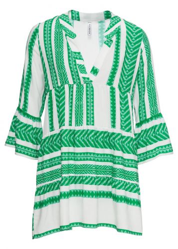 Krótka sukienka letnia bonprix zieleń trawy - biały wzorzysty