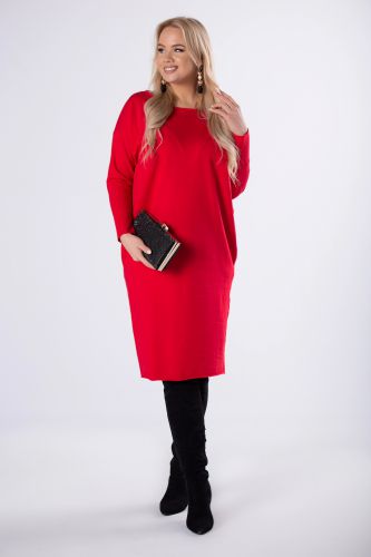 dzianinowa sukienka o oversize\'owym kroju
