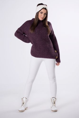 oversize\'owy sweter z drewnianymi guzikami