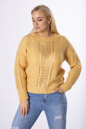 sweter z ażurowymi przeszyciami