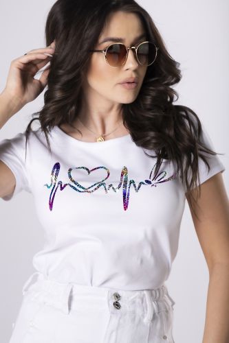 t-shirt z holograficznym printem