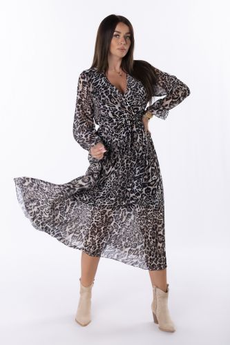 plisowana sukienka midi z printem