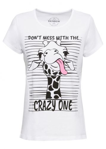 T-shirt z nadrukiem bonprix biały z nadrukiem żyrafy