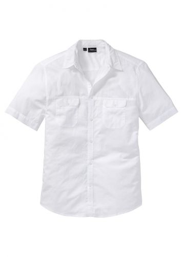 Koszula z krótkim rękawem bonprix biały