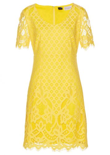 Sukienka koronkowa bonprix kremowy żółty