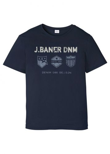 T-shirt bonprix ciemnoniebieski z nadrukiem