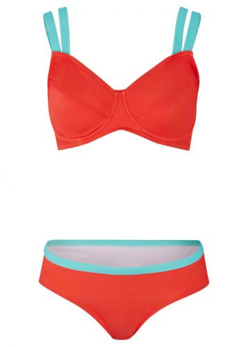 Bikini minimizer (2 części) bonprix czerwono-miętowy