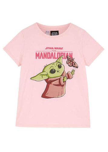 T-shirt dziewczęcy the mandarlorian bonprix pastelowy jasnoróżowy