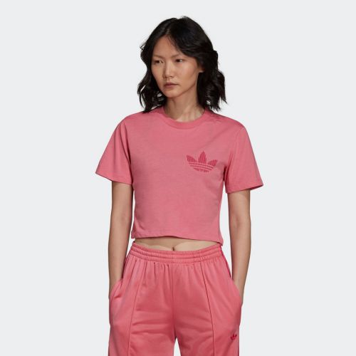 Cropped tee with trefoil graphic