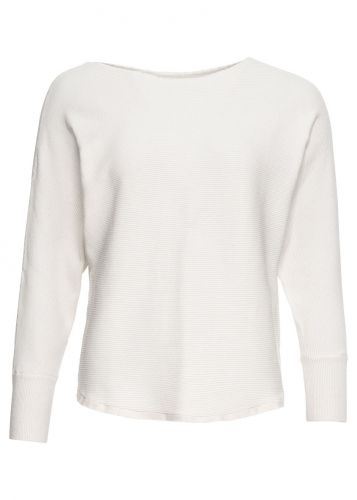 Sweter w prążek "oversize" bonprix kremowy nowy