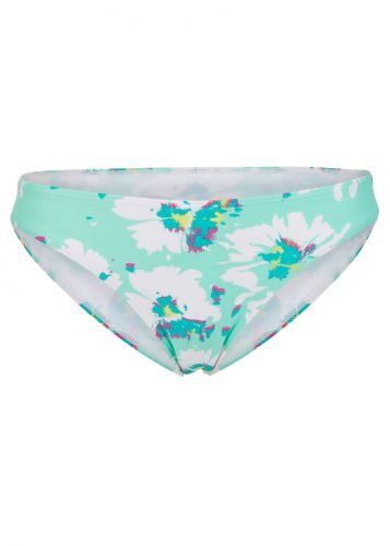 Figi bikini bonprix miętowo-biały w kwiatowy deseń
