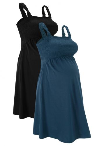 Sukienka ciążowa z bawełny organicznej (2 szt.) bonprix ciemnoniebiesko-czarny