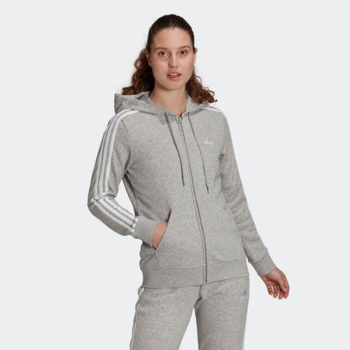 Essentials french terry 3-stripes full-zip hoodie
