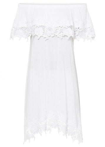 Sukienka z dekoltem carmen bonprix biały