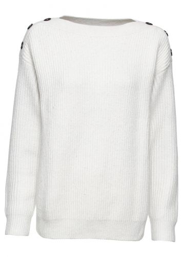 Sweter oversize z guzikami bonprix biel wełny
