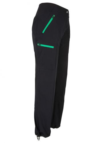 Spodnie funkcyjne z wygodnym paskiem, długie bonprix czarny - zielony opal