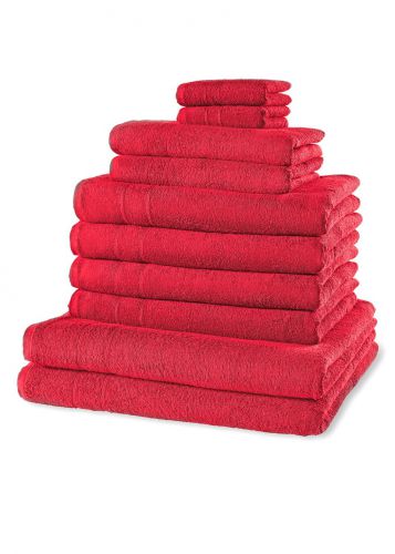 Komplet ręczników (10 części) bonprix ciemnoczerwony