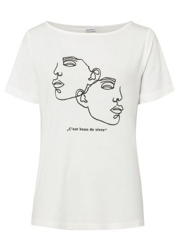 Shirt z nadrukiem z przyjaznej dla środowiska wiskozy bonprix biało-czarny z nadrukiem
