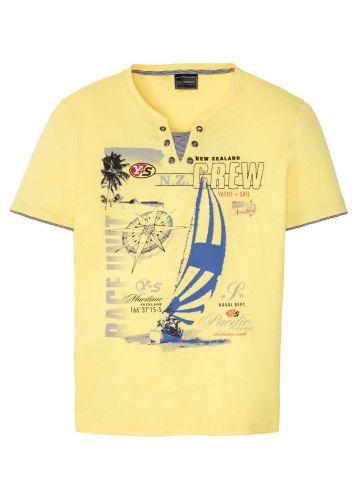 T-shirt 2 w 1 bonprix żółty kremowy z nadrukiem