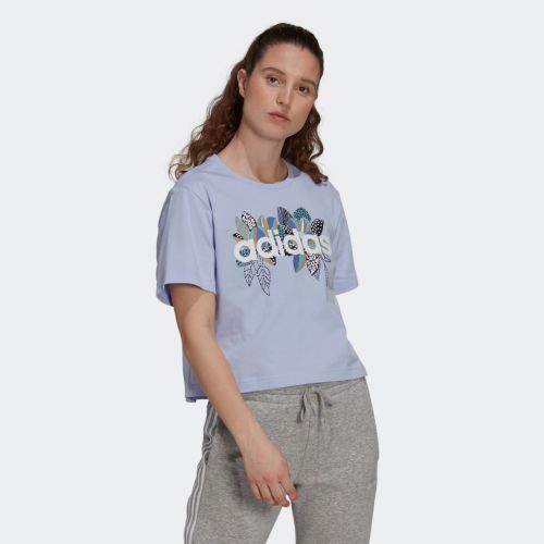 Adidas x farm rio print boyfriend cropped cotton logo tee