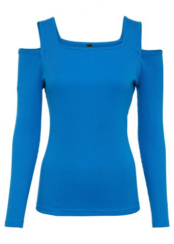 Shirt cold-shoulder z bawełny organicznej bonprix niebieski morski