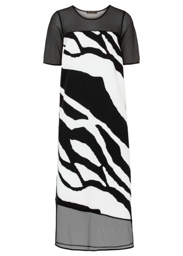 Sukienka midi z nadrukiem bonprix czarno-biały w paski zebry