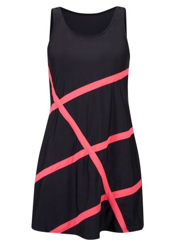 Sukienka plażowa z materiału kąpielowego bonprix czarno-różowy w graficzny wzór