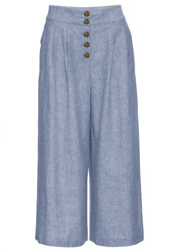 Szerokie spodnie z guzikami bonprix niebieski