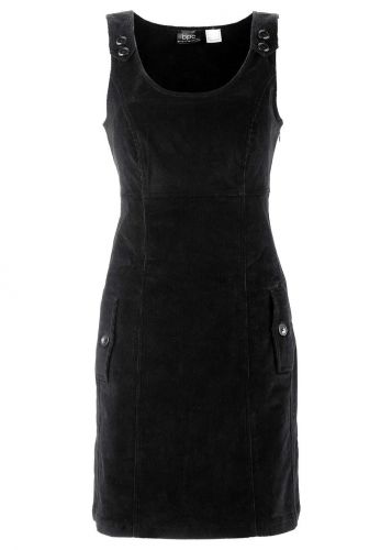 Sukienka sztruksowa ze stretchem na ramiączkach bonprix czarny