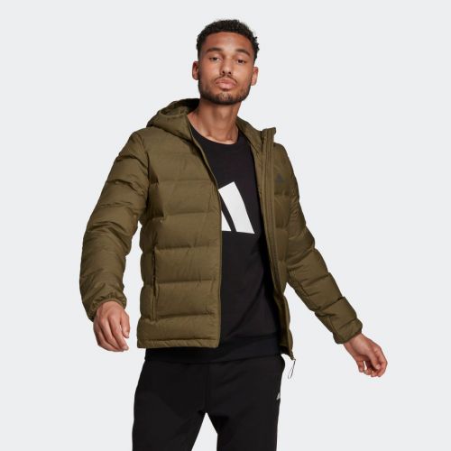 Helionic melange hooded down jacket