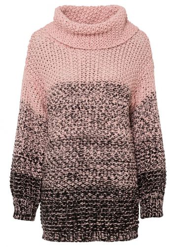 Sweter w cieniowanym kolorze bonprix jasnoróżowy cukierkowy - czarny