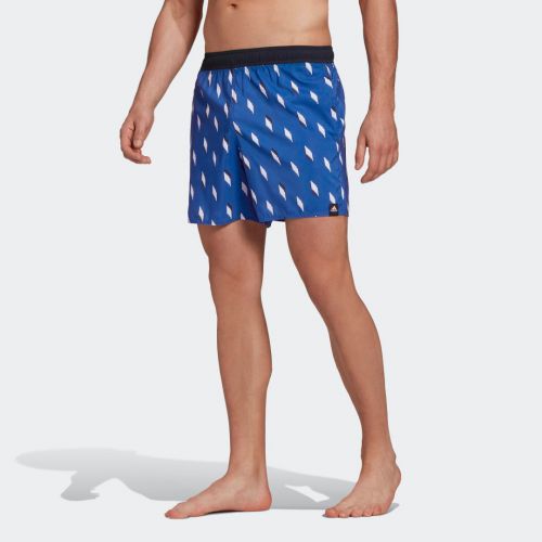 Short length graphic swim shorts
