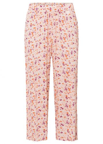 Spodnie culotte bonprix beżowo-stary jasnoróżowy w kwiaty