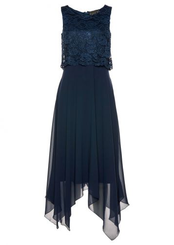 Sukienka szyfonowa z koronką bonprix ciemnoniebieski