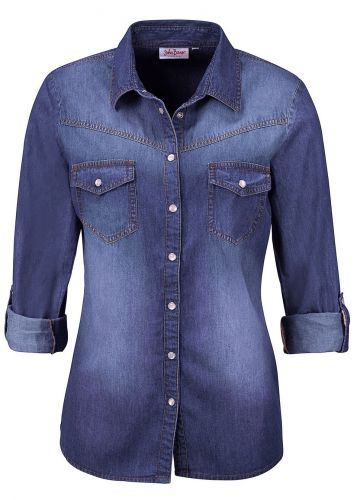 Koszula dżinsowa bonprix niebieski