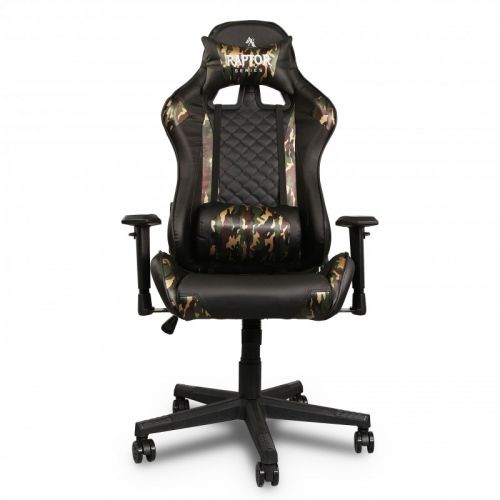 Fotel gamingowy Raptor - X obrotowy biurowy czarny z elementami moro KO10MORO